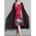 Women Summer Floral Print Two Pieces Sets O-neck Loose Chiffon Dress Women Summer Floral Print Two Pieces Sets O-neck Loose Chiffon Dress