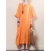 Vintage Women O-neck Loose Baggy Half Sleeve Dress