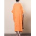Vintage Women O-neck Loose Baggy Half Sleeve Dress