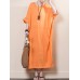 Vintage Women O-neck Loose Baggy Half Sleeve Dress