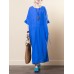Vintage Women O-neck Loose Baggy Half Sleeve Dress