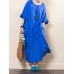 Vintage Women O-neck Loose Baggy Half Sleeve Dress