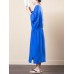 Vintage Women O-neck Loose Baggy Half Sleeve Dress