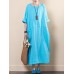 Vintage Women O-neck Loose Baggy Half Sleeve Dress