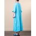 Vintage Women O-neck Loose Baggy Half Sleeve Dress