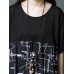 Vintage Short Sleeve O-neck Print Patchwork Mid-long Dress