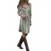 Women Casual Turn-Down Collar Irregular Stripe Shirt Dress
