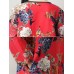 Vintage Women Loose Cotton Linen Floral Printed Split Hem Pocket Dress