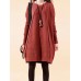 Women Casual Loose Patchwork Crew Neck Long Sleeve Dress