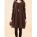 Women Casual Loose Patchwork Crew Neck Long Sleeve Dress