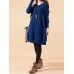 Women Casual Loose Patchwork Crew Neck Long Sleeve Dress