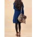 Women Casual Loose Patchwork Crew Neck Long Sleeve Dress