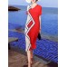 Vintage Women Floral Print O-neck Loose Mid-long Elegant Dress