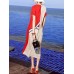 Vintage Women Floral Print O-neck Loose Mid-long Elegant Dress