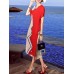 Vintage Women Floral Print O-neck Loose Mid-long Elegant Dress