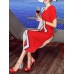 Vintage Women Floral Print O-neck Loose Mid-long Elegant Dress