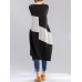 L-5XL Women Casual Patchwork Long Sleeve Dress