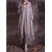 Women Vintage Cotton Linen Lace Patchwork Button Dress Women Vintage Cotton Linen Lace Patchwork Button Dress