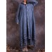 Women Vintage Cotton Linen Lace Patchwork Button Dress Women Vintage Cotton Linen Lace Patchwork Button Dress
