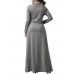 Casual Women Turtleneck Big Pocket Loose Maxi Dress
