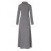 Casual Women Turtleneck Big Pocket Loose Maxi Dress
