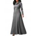 Casual Women Turtleneck Big Pocket Loose Maxi Dress