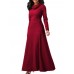 Casual Women Turtleneck Big Pocket Loose Maxi Dress