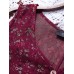 Women Sleeveless Buttons Patchwork Floral Print Vintage Maxi Dress