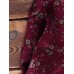 Women Sleeveless Buttons Patchwork Floral Print Vintage Maxi Dress