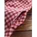 Women Plaid Irregular Hem Long Sleeve Dress with Pockets
