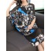 Elegant Women Short Sleeve O-neck Floral Print Dress