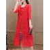 Women Vintage Retro Two-Piece Printed Dress
