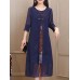 Women Vintage Retro Two-Piece Printed Dress