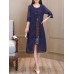 Women Vintage Retro Two-Piece Printed Dress