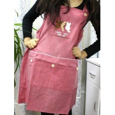 Women Casual Cartoon Print Pocket Cotton Apron Dress