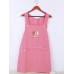 Women Casual Cartoon Print Pocket Cotton Apron Dress