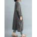 S-5XL Vintage Women V-Neck Long Sleeve Button Dress