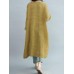 S-5XL Vintage Women V-Neck Long Sleeve Button Dress