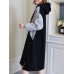 Women Casual Two Pieces Patchwork Thick Sweatshirt Dress with Pocket