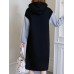 Women Casual Two Pieces Patchwork Thick Sweatshirt Dress with Pocket