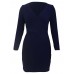 Sexy Knitted Cross Wrapped Long Sleeve Bodycorn Women Sweater Dress
