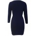 Sexy Knitted Cross Wrapped Long Sleeve Bodycorn Women Sweater Dress