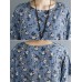 Casual Women Floral Printed Loose O-Neck Dress