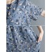 Casual Women Floral Printed Loose O-Neck Dress