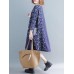 Vintage Women Cotton Linen Loose Print Patchwork Dress with Pockets