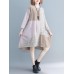 Vintage Women Cotton Linen Loose Print Patchwork Dress with Pockets