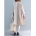 Vintage Women Cotton Linen Loose Print Patchwork Dress with Pockets