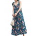 Casual Women Loose Floral Print V-Neck Strap Dress