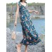 Casual Women Loose Floral Print V-Neck Strap Dress