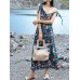 Casual Women Loose Floral Print V-Neck Strap Dress